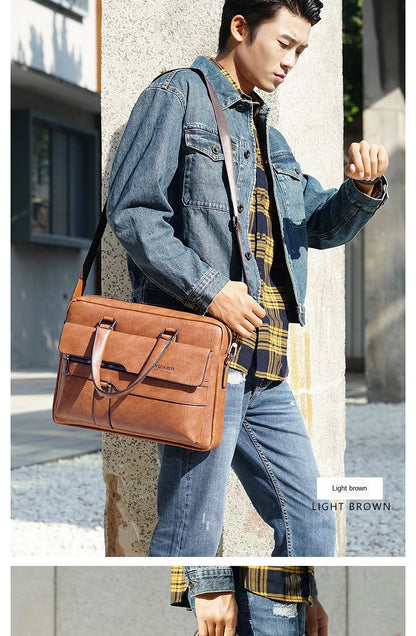 "Mastering Style and Function: Elevate Your Business Game with our Top-Quality PU Leather Men’s Briefcase"