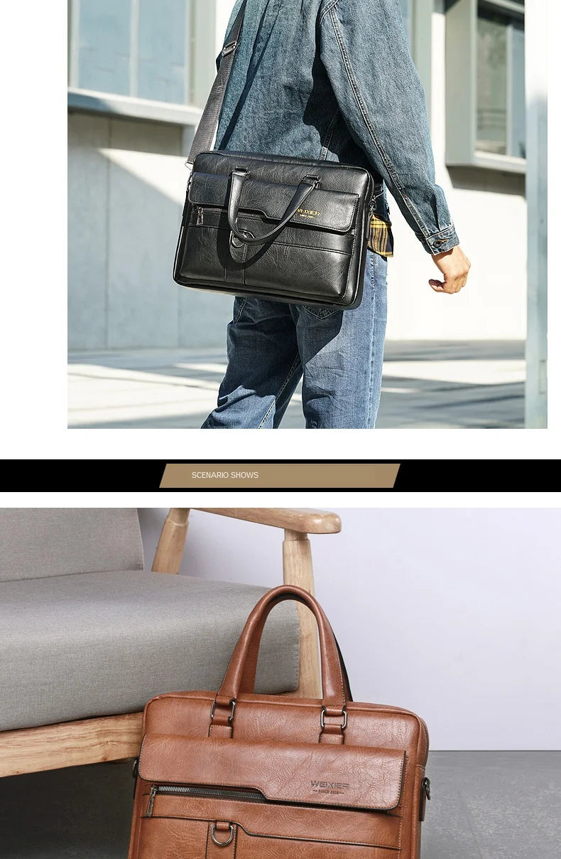 "Mastering Style and Function: Elevate Your Business Game with our Top-Quality PU Leather Men’s Briefcase"