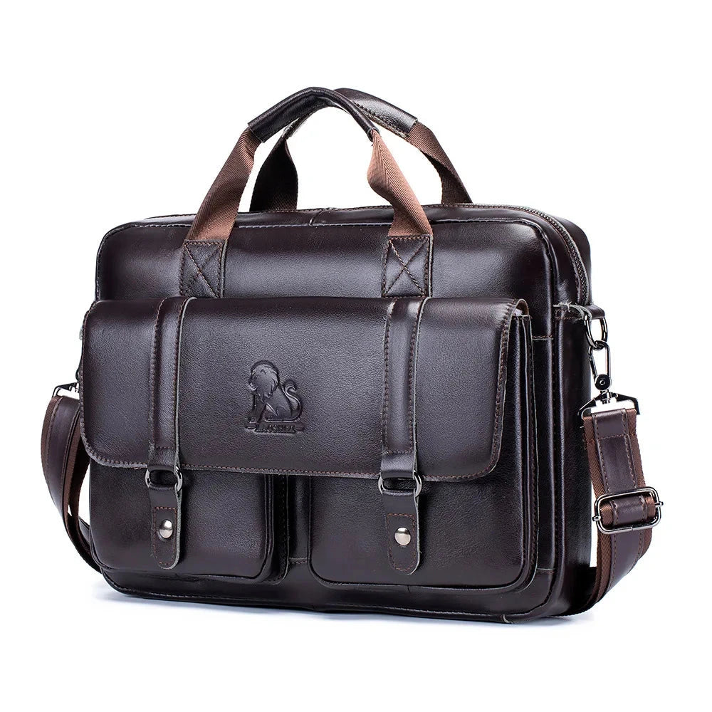 "Essential Elegance: The Ultimate Leather Men's Briefcase for Business and Casual Carry"