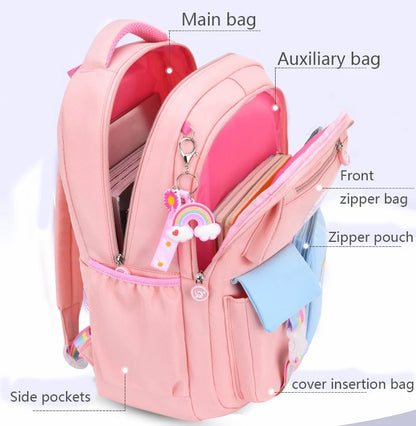 "Magic Macaron and Rainbow Dreams: The Ultimate School Bookbag for Colorful Girls"