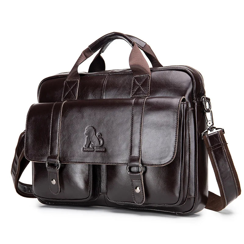 "Essential Elegance: The Ultimate Leather Men's Briefcase for Business and Casual Carry"