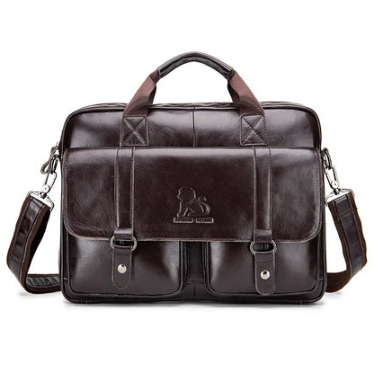 "Essential Elegance: The Ultimate Leather Men's Briefcase for Business and Casual Carry"