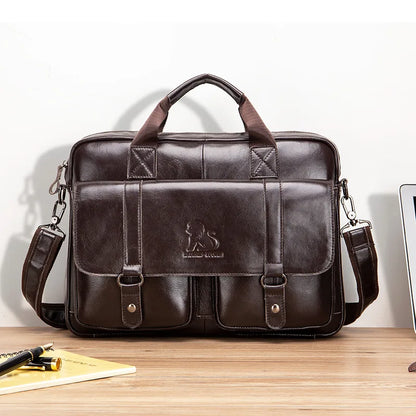 "Essential Elegance: The Ultimate Leather Men's Briefcase for Business and Casual Carry"